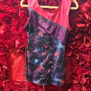 Danskin Freestyle Girls Pink and Purple Galaxy Print Leotard Size 6/6X